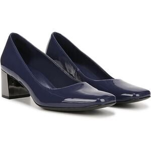 Naturalizer Womens Karina Low Block Heel Square patentToe Pump blue 8.5w nwob